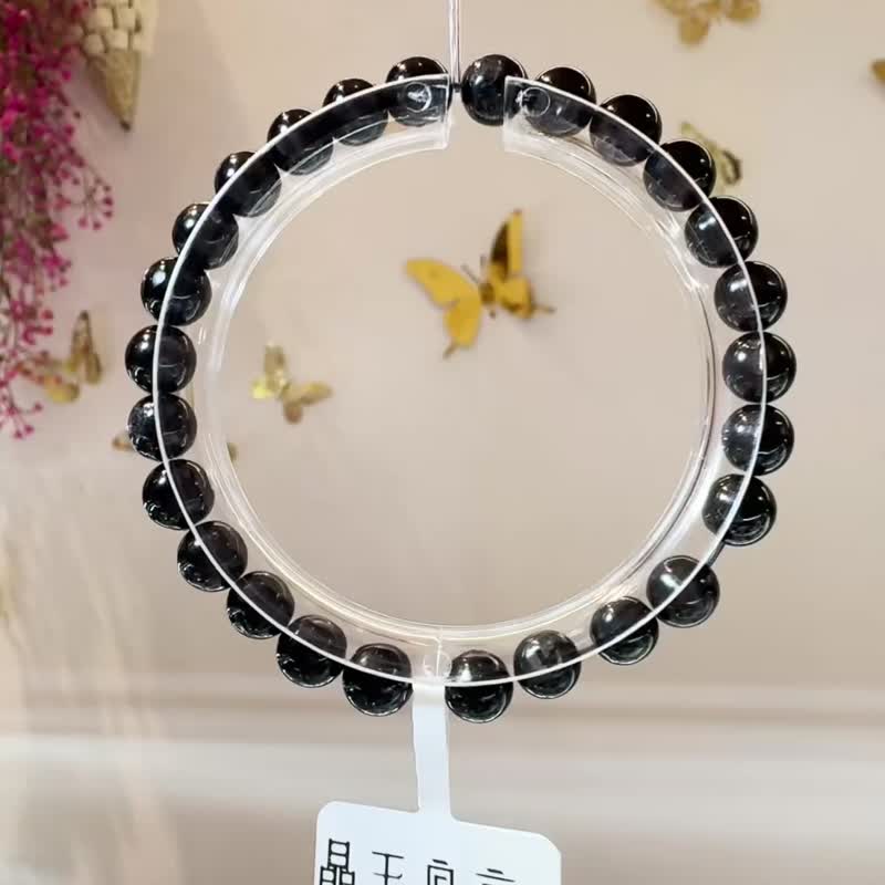 小精品闪闪金运石紫苏辉石6.5mm吸引财富财运能量偏财 - 手链/手环 - 水晶 黑色