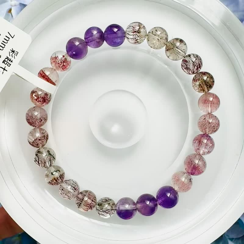 小精品多矿星闪彩超七水晶 7mm13.25g 毒液彼岸花紫超三轮骨干水晶 - 手链/手环 - 水晶 多色