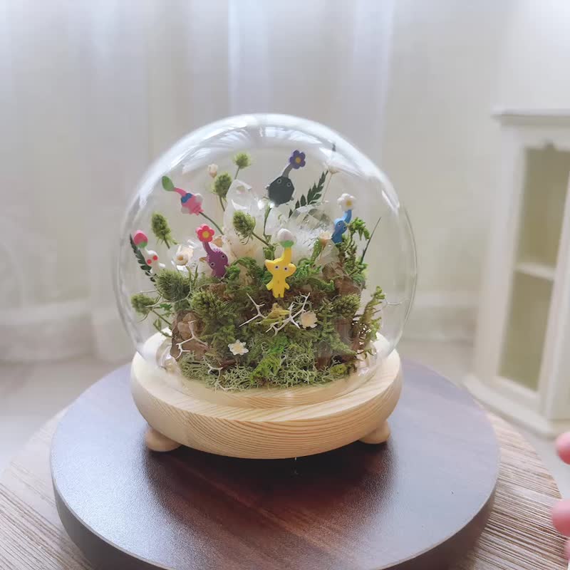 小夜灯 Pikmin 皮克敏 一起来打水晶菇。白水晶簇原矿 永生叶材 - 植栽/盆栽 - 水晶 白色
