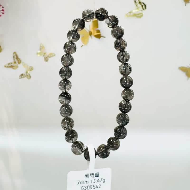 小精品赫基蒙黑武士黑闪灵7mm13.47g不受噩梦扰侵净化七轮 - 手链/手环 - 水晶 黑色