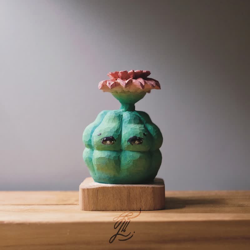 木雕农仙人掌4 - 摆饰 - 木头 绿色