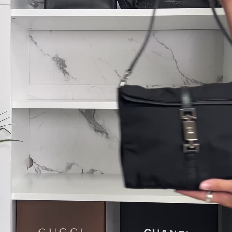 【日本直送 名牌中古包】GUCCI 古驰 侧背包 黑色 Jackie 尼龙×皮革 单肩包 vintage 复古 vunix3 - 侧背包/斜挎包 - 尼龙 黑色