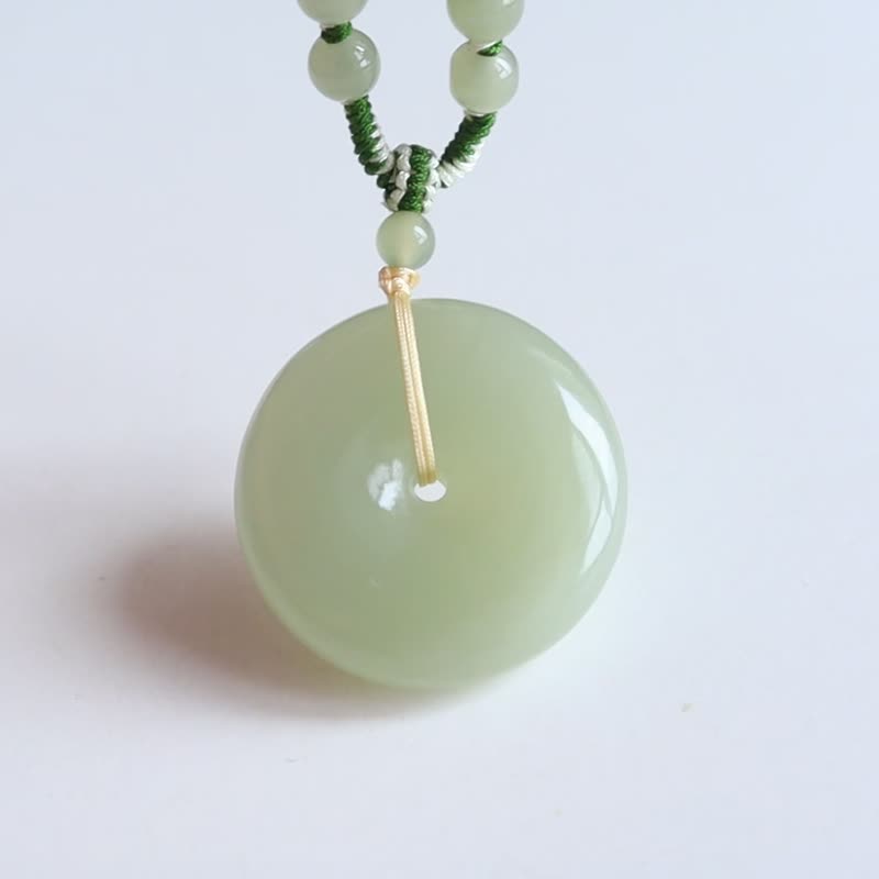 天然晴水和田玉平安扣吊坠项链冰底晴水料玉质细腻水头足平安喜乐 - 项链 - 玉石 