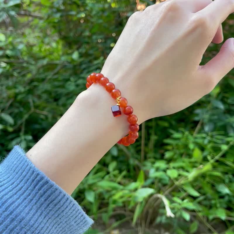 满色橘兔毛方块手珠 行动力信心去除负能量 - 手链/手环 - 水晶 