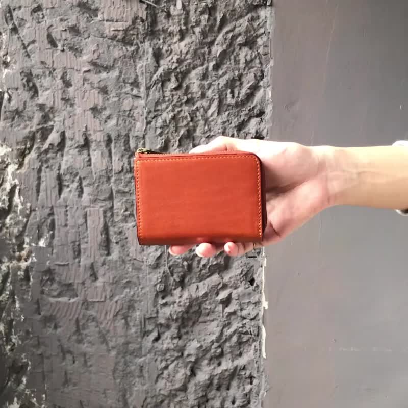 真皮极简卡片零钱包 X0006 酒红/绿/疯马/红棕/黄棕 - 零钱包 - 真皮 橘色