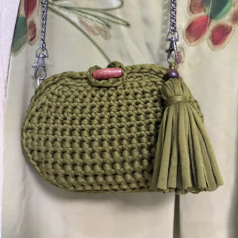 纯手工编织  单肩包 - 侧背包/斜挎包 - 棉．麻 