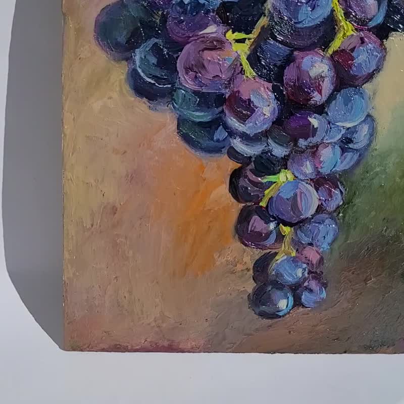 Grape Painting Original Oil Painting Grape Wall Art Fruit Painting Decor - 墙贴/壁贴 - 其他材质 多色