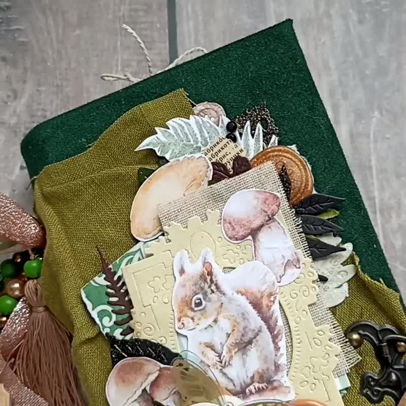 森林垃圾日记手工制作林地笔记本出售植物蘑菇 - 笔记本/手帐 - 纸 绿色