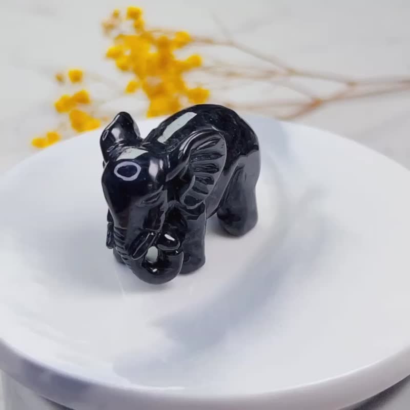 【吉象福寿】乌鸡翡翠大象摆饰摆件 | 天然缅甸玉翡翠A货 | 送礼 - 摆饰 - 玉石 黑色