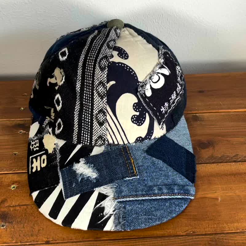 褴褛拼贴帽 cap-027 - 帽子 - 棉 
