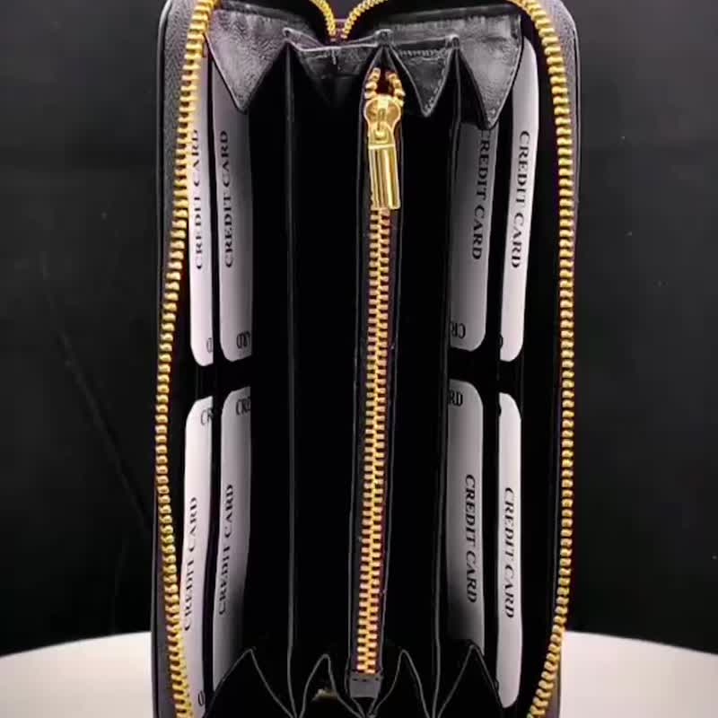 ZENDAR 限量1折 顶级小羊皮金标拉链长夹 全新专柜展示品 - 皮夹/钱包 - 真皮 黑色