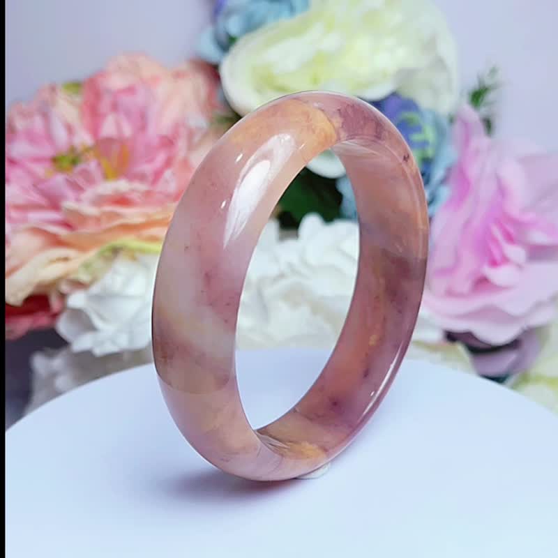 No.205 干燥玫瑰紫罗兰 61 mm 圈口 金丝玉 微皮抠 手镯 平安镯 - 手链/手环 - 玉石 多色