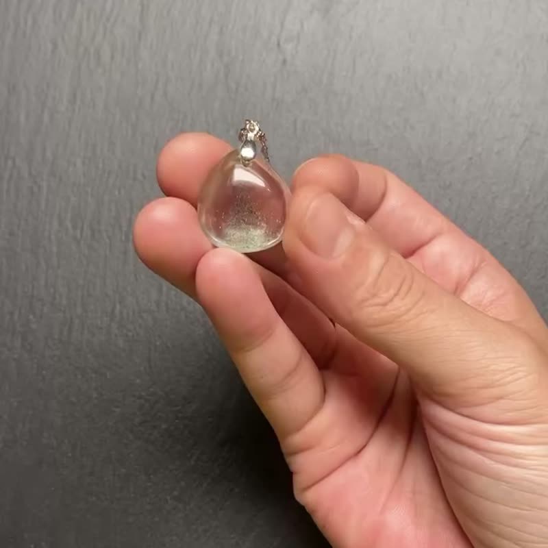 冰透绿幽灵金字塔 天然异像 幽灵水晶 925纯银钛钢项链 - 项链 - 水晶 多色