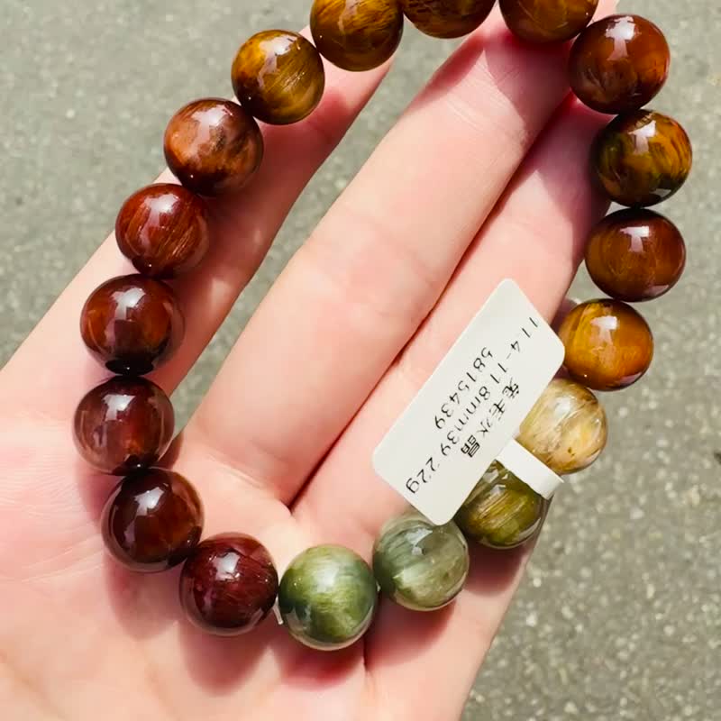 小资本秋冬色兔毛水晶11.4-11.8mm39.22g正向积极防负面带灰兔毛 - 手链/手环 - 水晶 多色