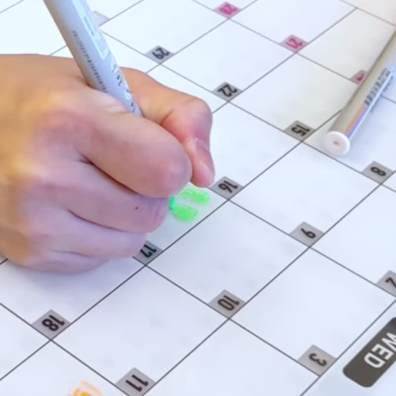 新品【限时优惠】FlexiDate 可变换日期的行事历白板 - 墙贴/壁贴 - 压克力 白色