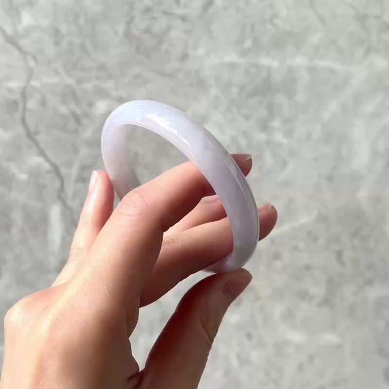 冰种 天然翡翠 缅甸翡翠 A玉 玉镯 • 糯冰紫红福翡翠福镯 - 手链/手环 - 石头 紫色