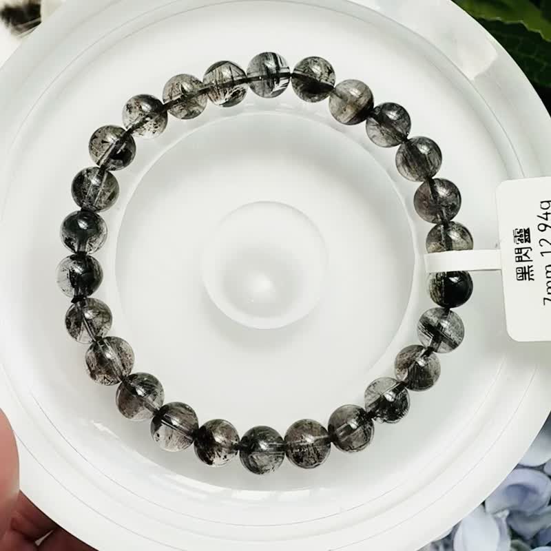 小精品赫基蒙黑武士黑闪灵 7mm12.94g 不受噩梦扰侵净化七轮 - 手链/手环 - 水晶 黑色