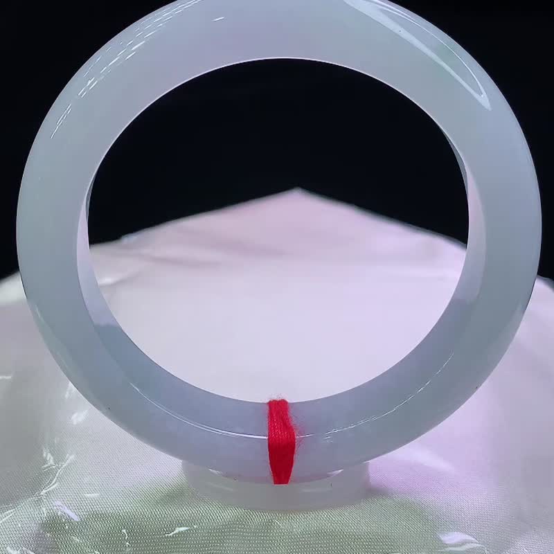 缅甸老坑 天然A货翡翠手镯 圈口56.7MM 冰润细腻水头足 编号04875 - 手链/手环 - 玉石 