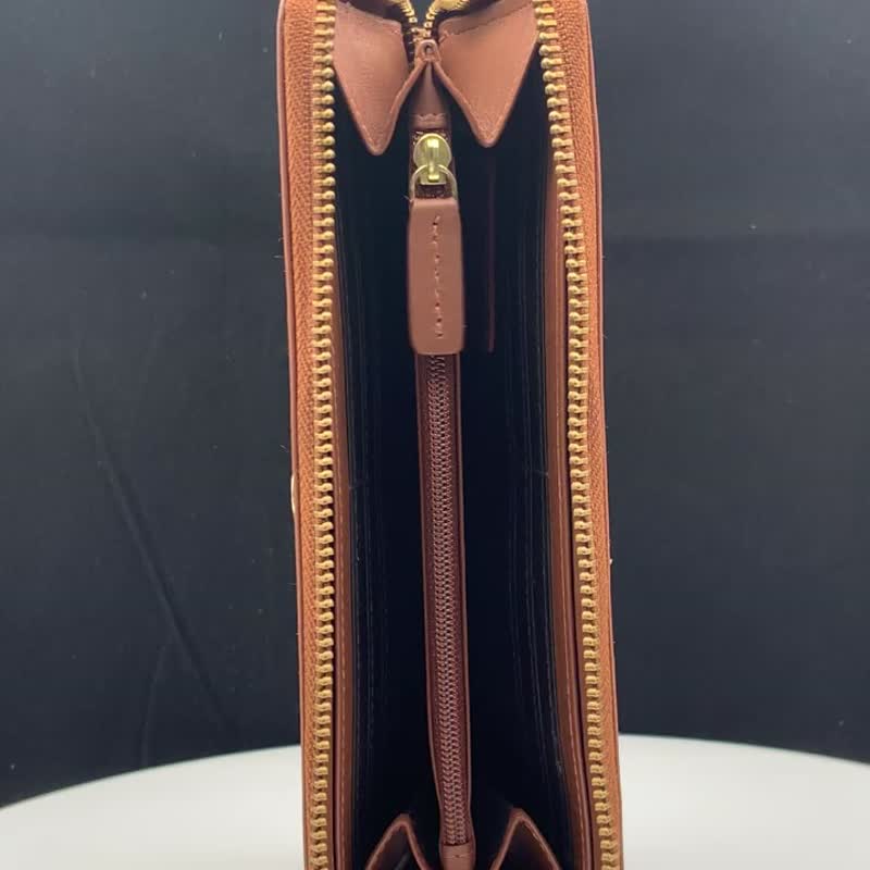 CROSS 限量1折 顶级小牛皮山形纹长夹 全新专柜展示品 - 皮夹/钱包 - 真皮 咖啡色