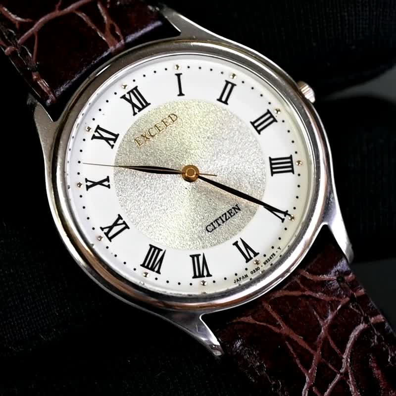 CITIZEN Exceed 男表 中性 石英表 罗马数字 33mm 薄型5mm 厚 耐磁 手表 - 男表/中性表 - 不锈钢 