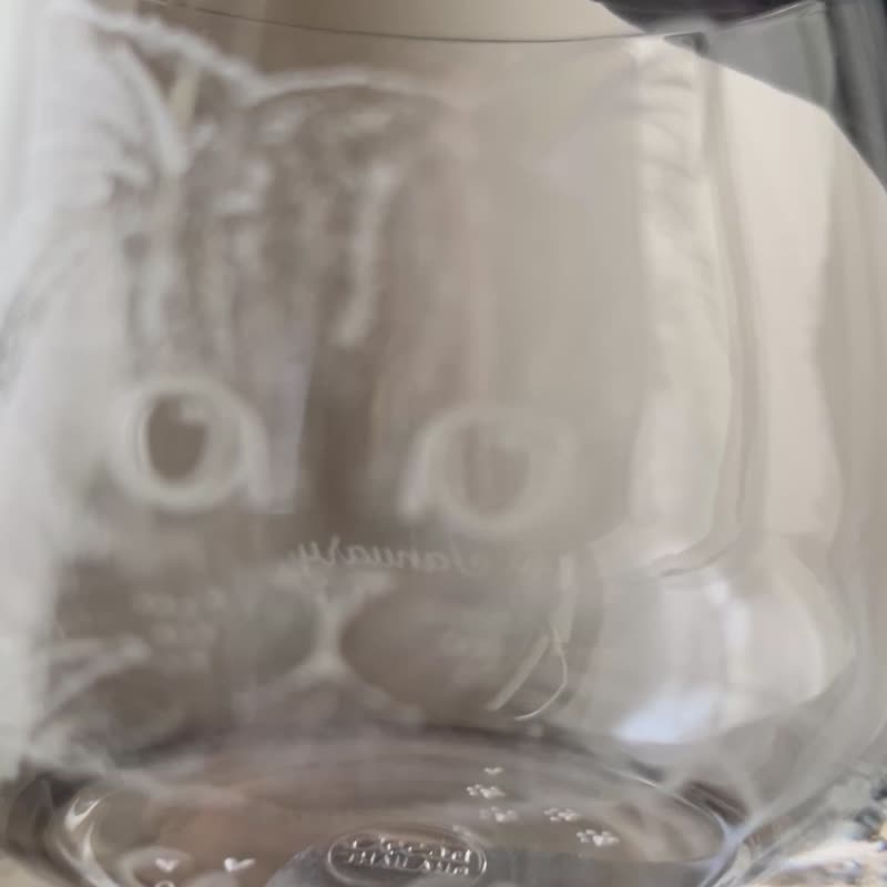 【定制化礼物】宠物插画 玻璃杯雕刻 - 订制画像 - 玻璃 透明