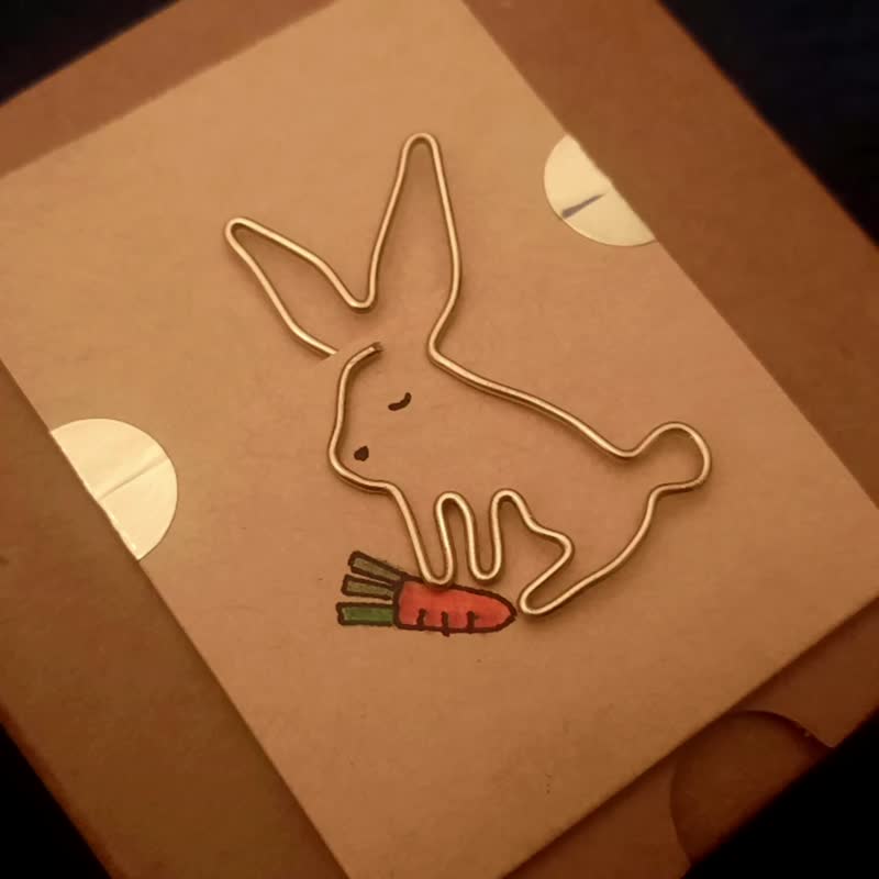 可爱风趣味兔 |书签|回纹针 | 品牌趣味金工|手工文青风 - 书签 - 铜/黄铜 金色