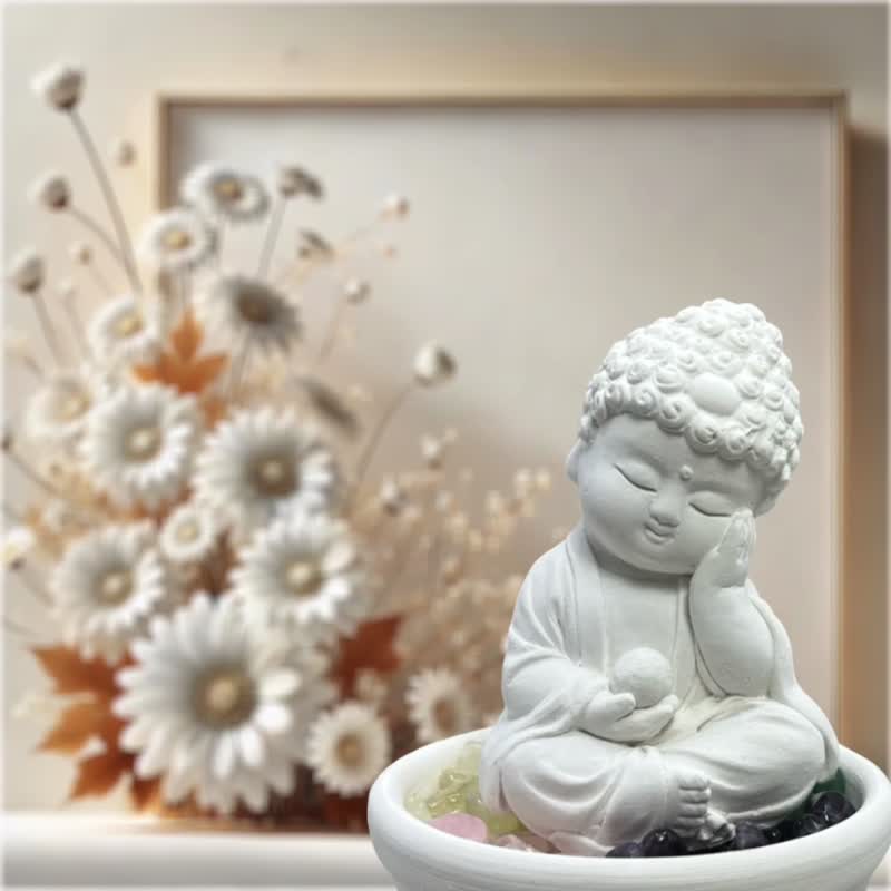 水晶扩香 开运五行水晶矿石扩香之静性小盘水晶套组 开运能量水晶 - 香薰/精油/线香 - 水泥 白色