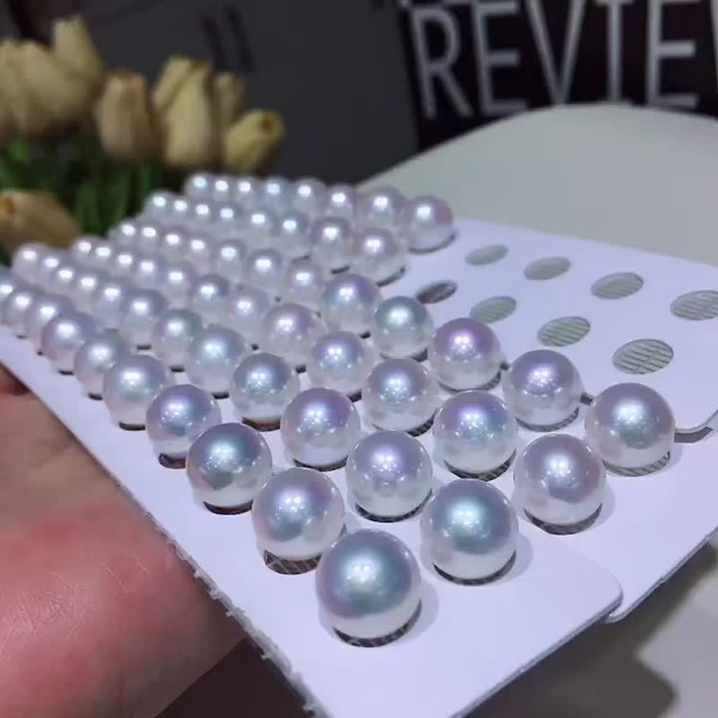 高品质 天然淡水珍珠 极光炫彩 18K金 耳环 - 耳环/耳夹 - 珍珠 白色