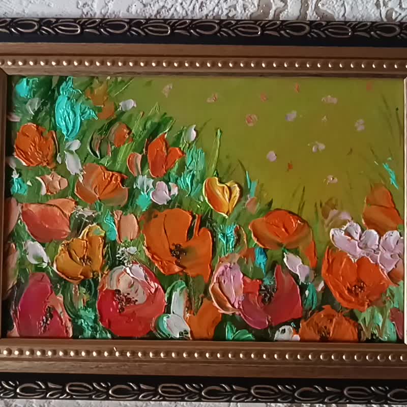 今天是派对，10x15 厘米，纸板油画，2023 年，维多利亚·瓦鲁克 (Victoria Valuk) 创作的艺术品 - 墙贴/壁贴 - 颜料 多色