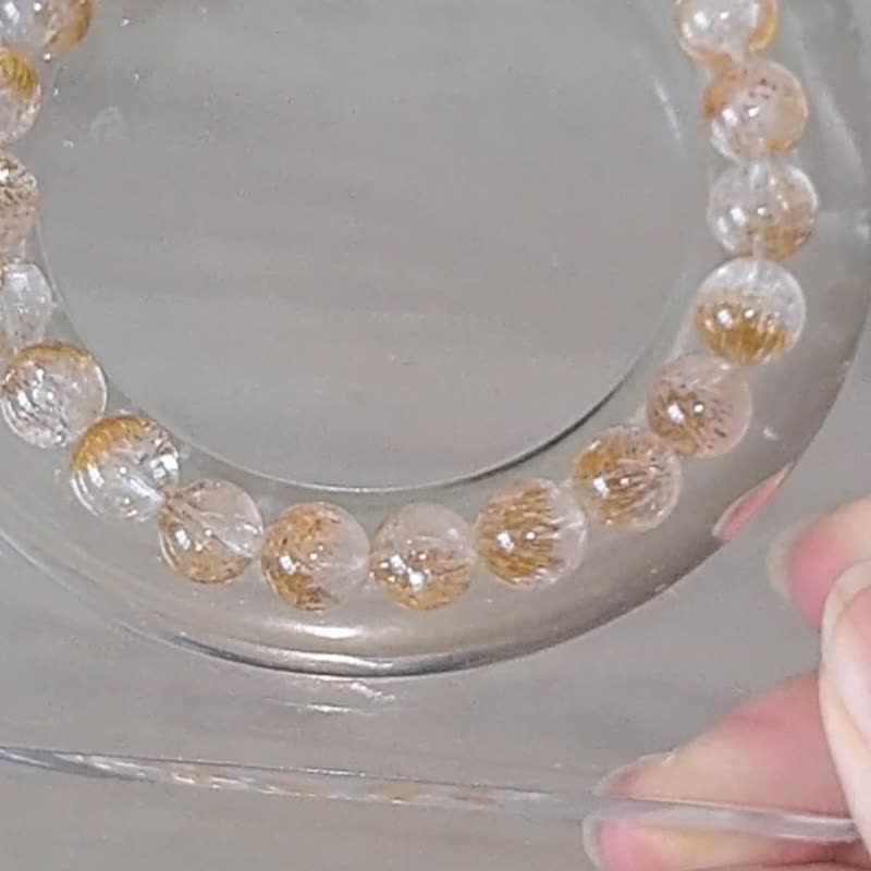 精品稀有矿黄超七  9mm水晶手链 正财贵人 - 手链/手环 - 水晶 金色