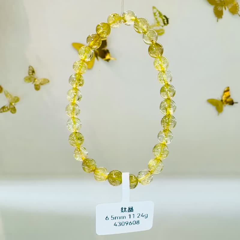 天然小珠黄金厚板钛金钛晶6.5mm11.24g旺事业避邪主招财阳气旺 - 手链/手环 - 水晶 金色