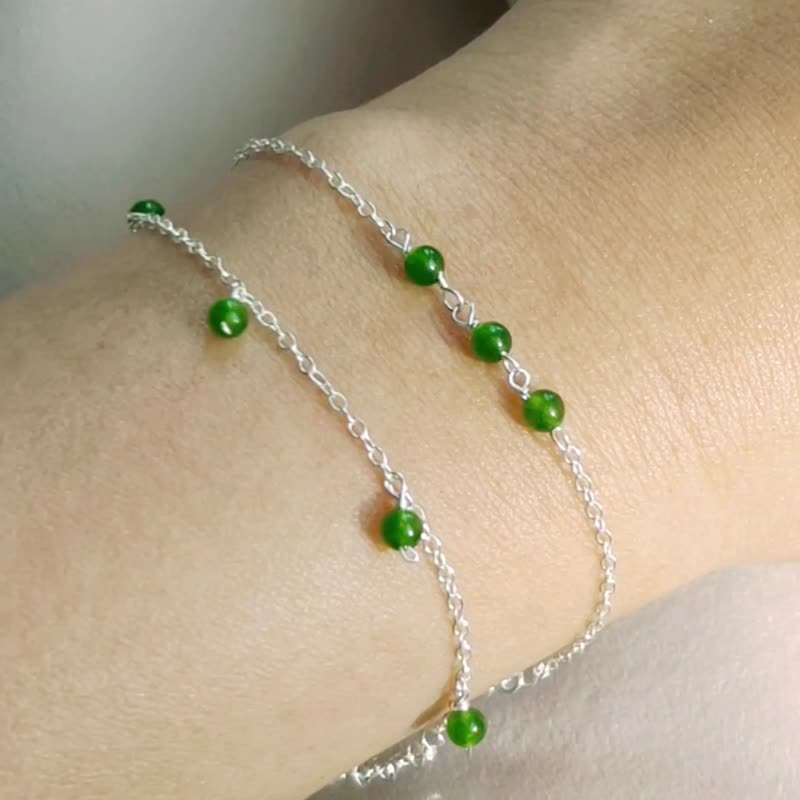 SV925/14KGF 小清新 Jade 迷你绿玉 手链/脚链 - 脚链/脚环 - 玉石 绿色