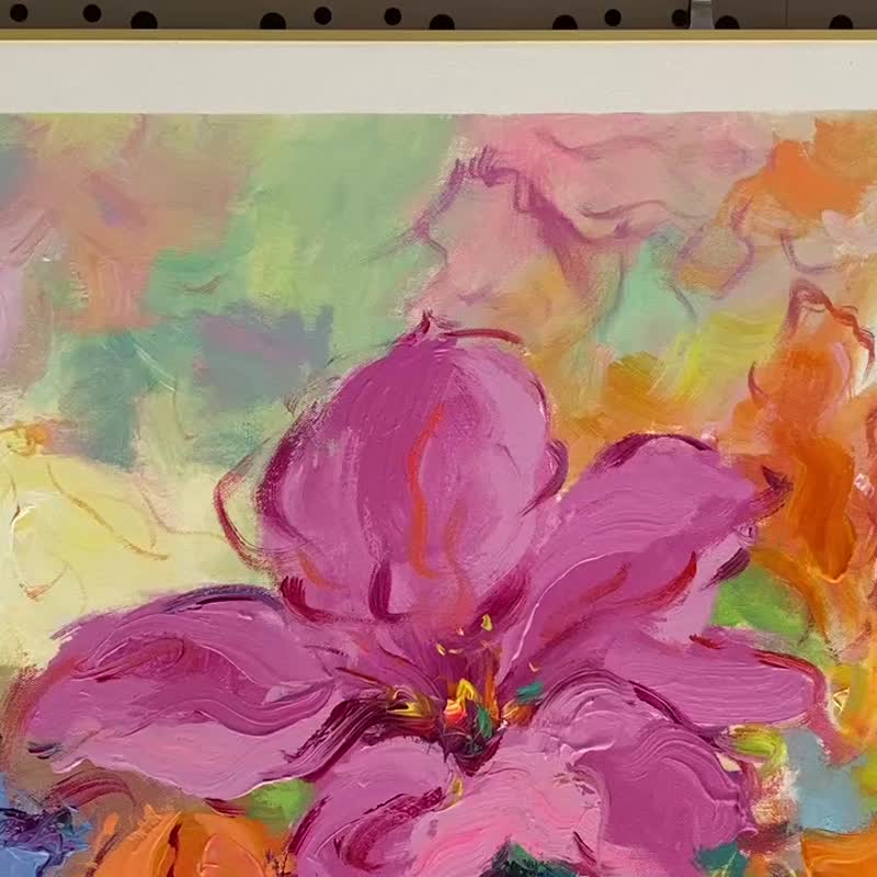 花语 手绘花卉装饰画肌理抽象画餐厅客厅挂画现代田园风治愈风 - 海报/装饰画/版画 - 亚麻 