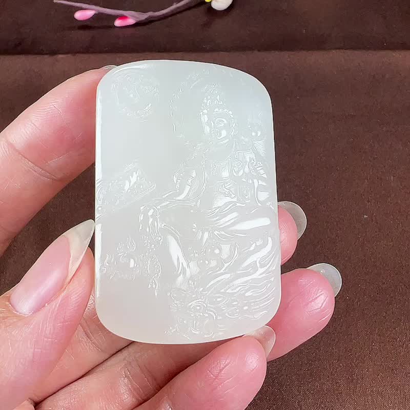 秒杀价 天然新疆和田玉羊脂玉御龙观音吊坠 - 吊饰 - 玉石 