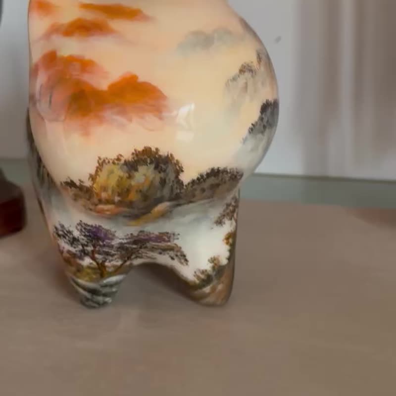 泰山 中国非遗大漆手绘猫咪摆件 大好山景图 猫咪摆件 艺术品 - 摆饰 - 其他材质 