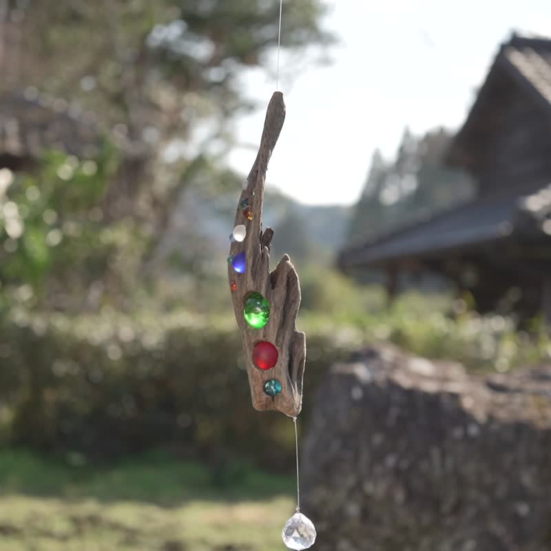 用浮木太阳捕手和吊饰、窗饰、玻璃球、水晶棱镜、海滩风格 51 将阳光带入您的房间 - 墙贴/壁贴 - 玻璃 咖啡色