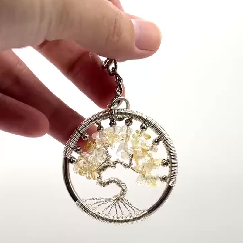 暖光入心丨柔亮自生 黄水晶 生命树 水晶树 吊饰/钥匙圈 - 钥匙链/钥匙包 - 宝石 金色