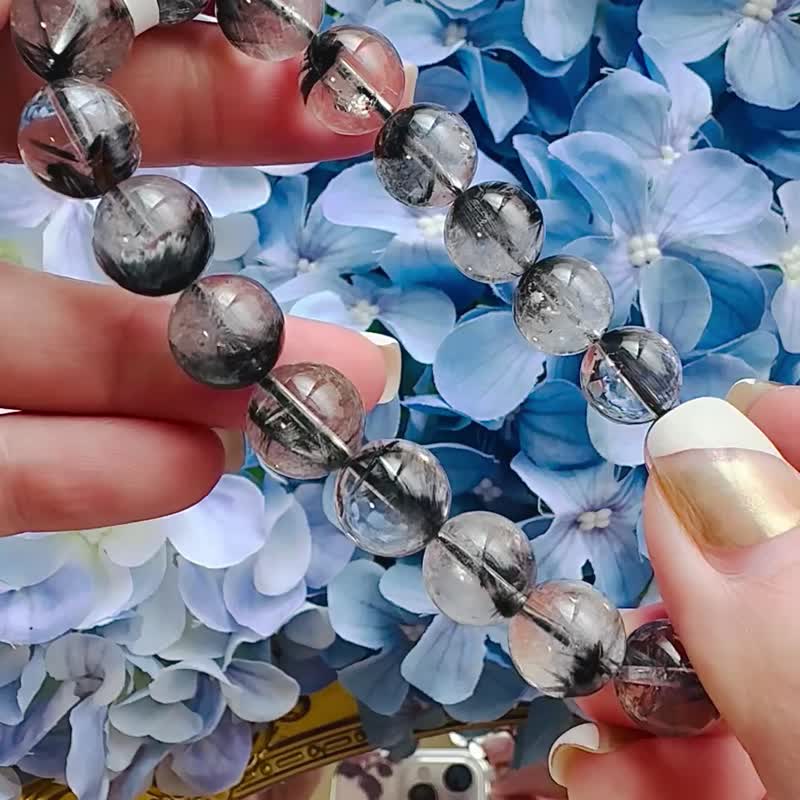 小精品气质黑银钛 11mm36.92g 主招财纳宝驱邪避煞防小人提升自信 - 手链/手环 - 水晶 黑色
