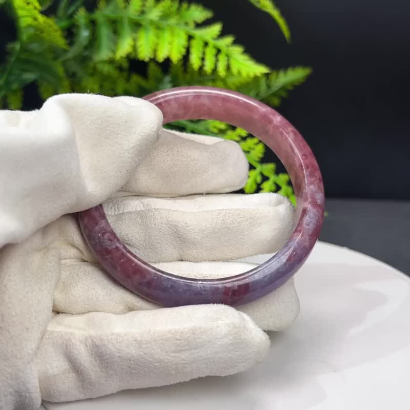 高品质 粉色碧玺手镯 60MM 玉化闪片飘紫电气石手环 辟邪富贵幸运 - 手链/手环 - 水晶 