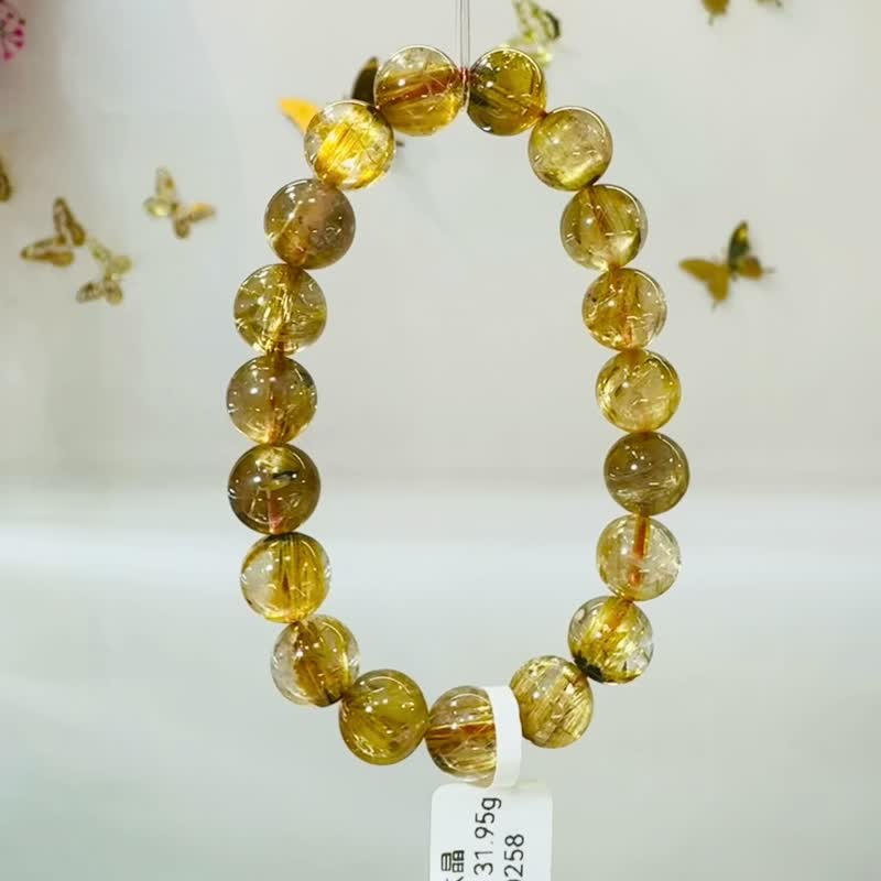 小资本天然厚板钛金钛晶10.5mm31.95g带母矿旺事业避邪招正财 - 手链/手环 - 水晶 金色