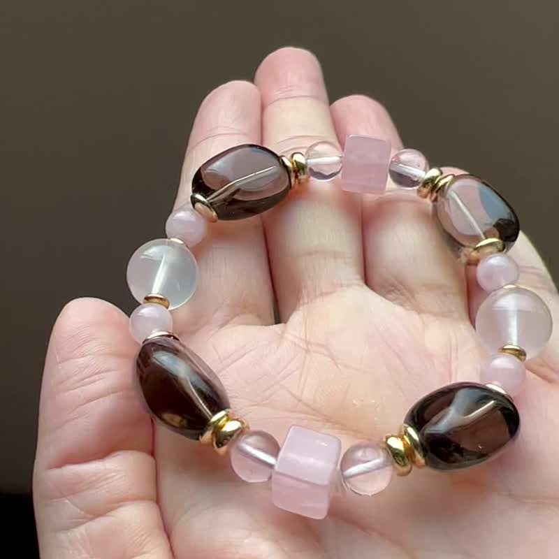 ||金色光年|| 粉晶/茶愈方系列手环。紫水晶/茶晶/18K包金 快速 - 手链/手环 - 水晶 粉红色