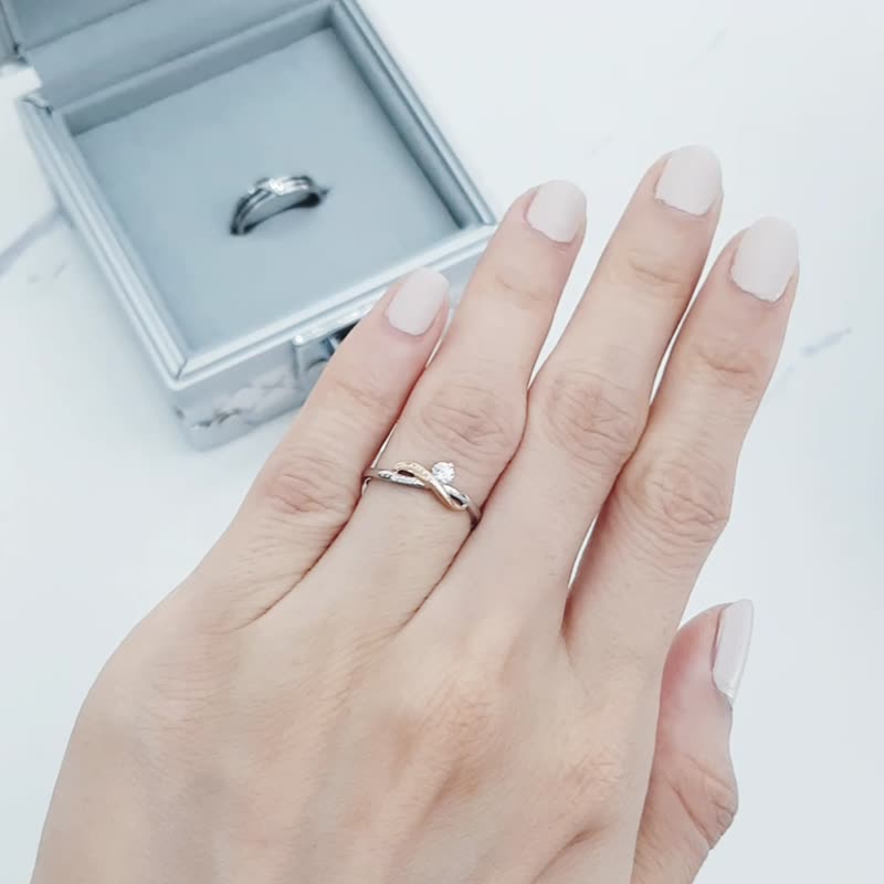 幸福来了  钻石k金白钢 求婚戒/订婚钻戒 - 戒指 - 钻石 透明