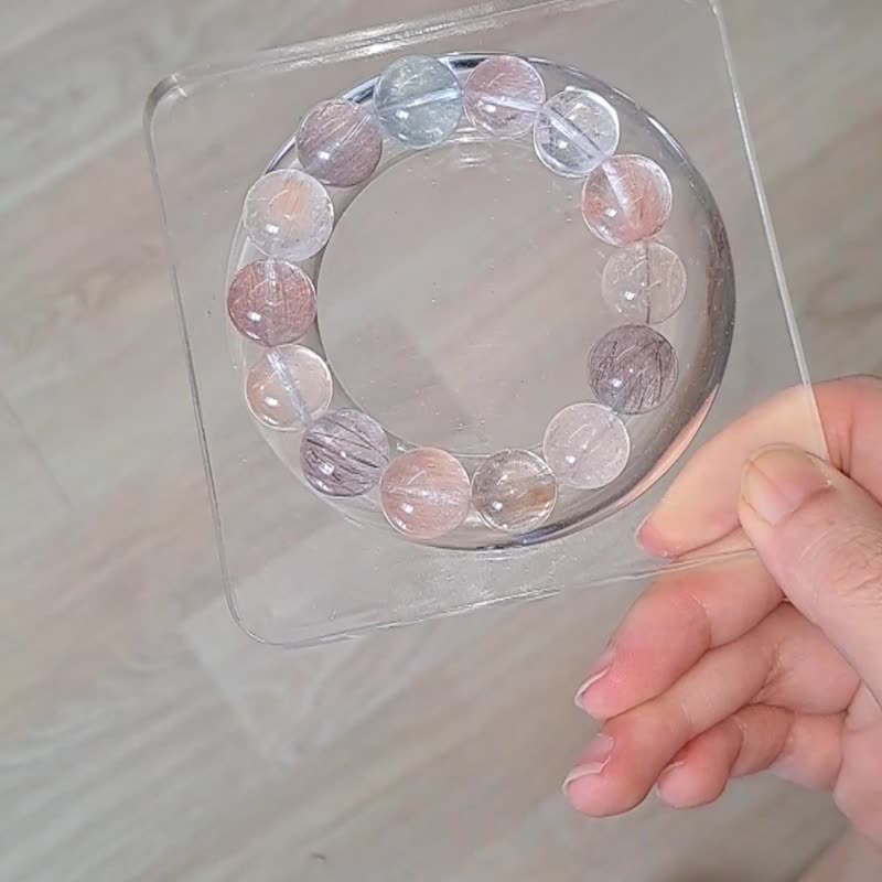 精品 稀有色透闪猫眼拉丝钢丝彩兔毛 手珠 个人能量招财 - 手链/手环 - 水晶 多色