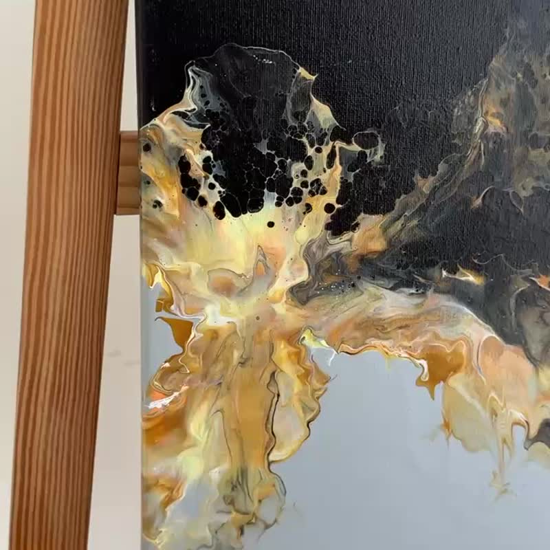 流体艺术 • 摆布画作 • 抽象原创丙烯酸画摆布画作 30x30cm - 海报/装饰画/版画 - 棉 黑色