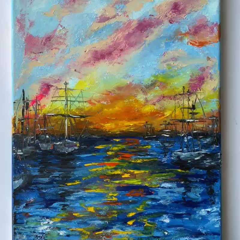 Seascape Painting Original Oil Painting on Canvas - 墙贴/壁贴 - 其他材质 多色