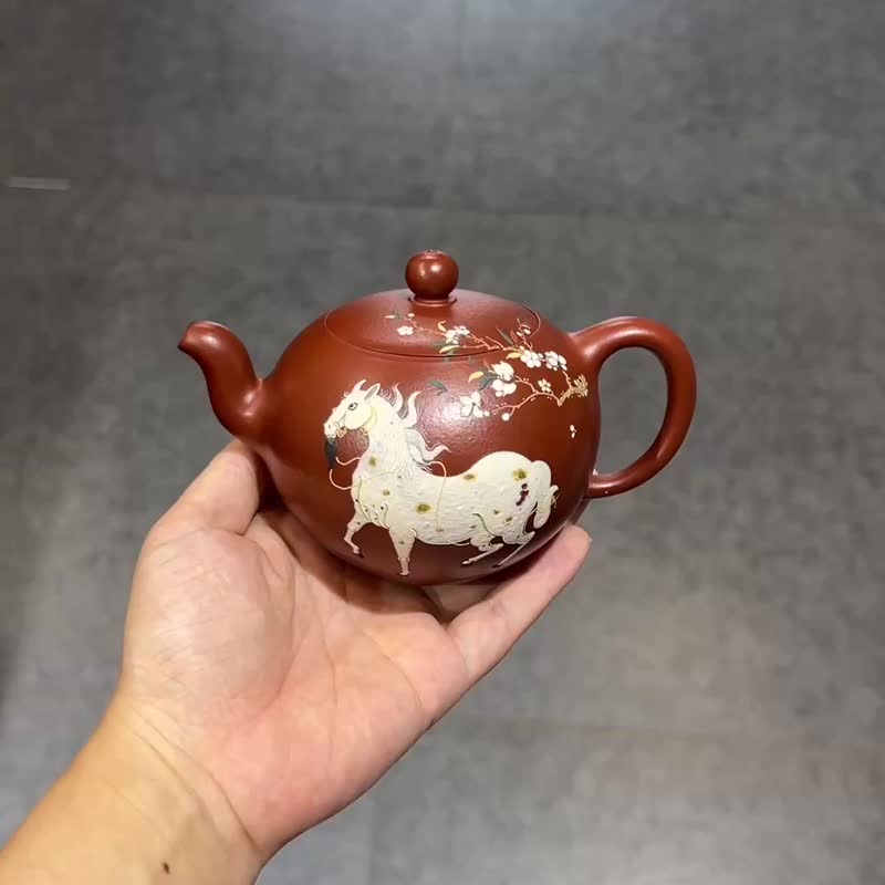 一粒珠 全手工容量250cc朱泥风吹一曲荷塘丽洒落人间一粒珠 - 茶具/茶杯 - 陶 
