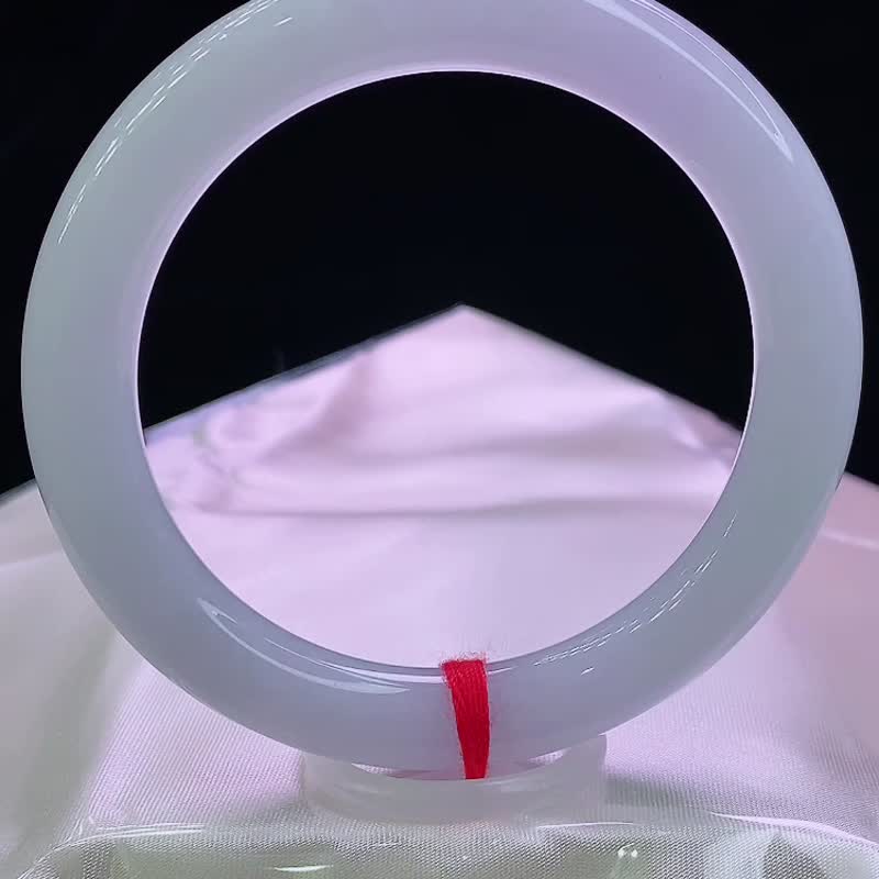 缅甸老坑 天然A货翡翠手镯 圈口56.4MM 冰润细腻水头足 编号03512 - 手链/手环 - 玉石 