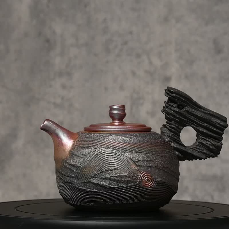 仿生片岩正把茶壶 特色茶壶 茶壶 柴烧壶【臻麟陶艺】 - 茶具/茶杯 - 陶 