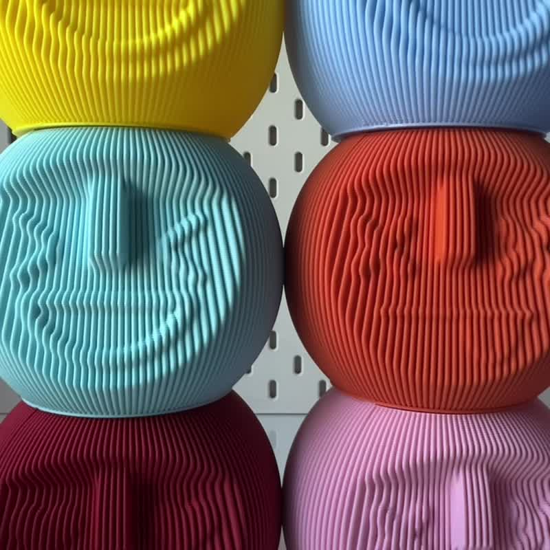 脸部花瓶（收纳盒）-冰色 - 摆饰 - 塑料 蓝色