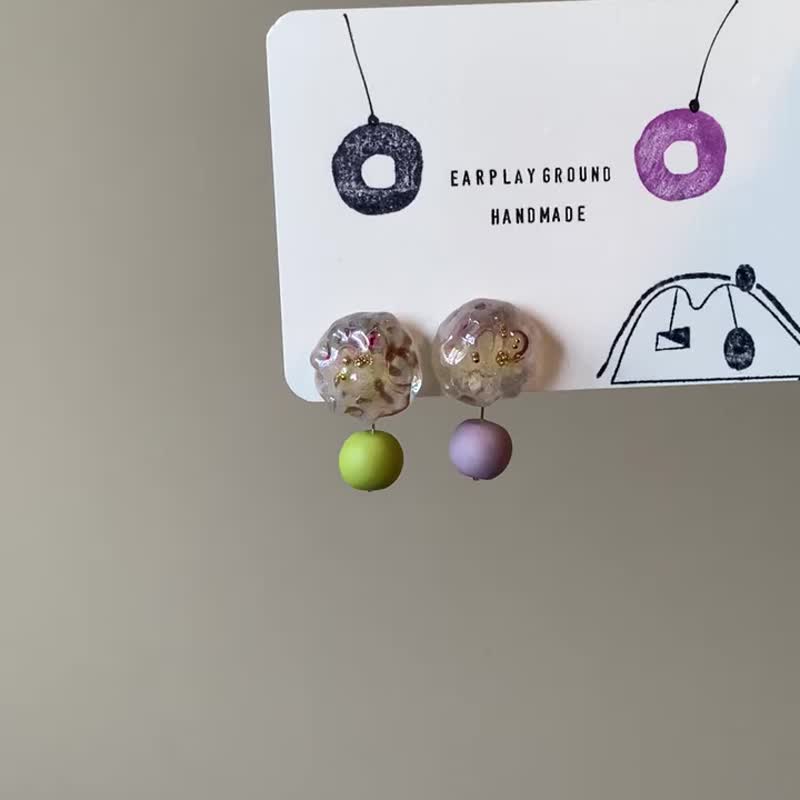 撞色果冻 - 耳环/耳夹 - 树脂 多色